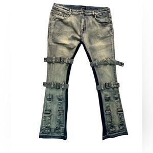 sz 40 denim blue strap jeans